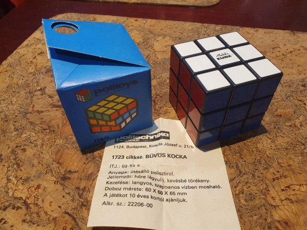 Retro új rubik kocka dobozában leírással társasjáték triál