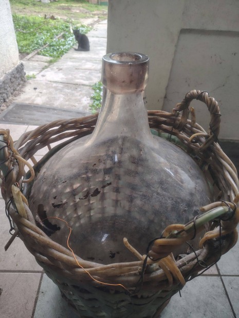 Retro üveg ballon kosárral 50 liter