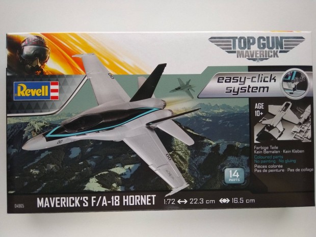 Revell Top Gun 04965 Maverick F/A-18 Hornet 1:72 makett j bontatlan