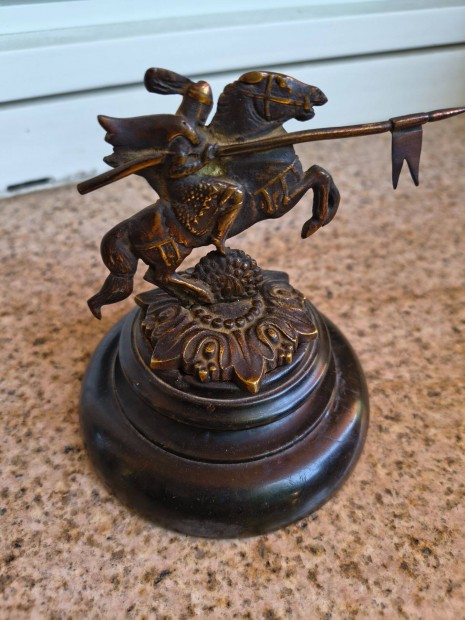 Réz bronz márvány talpas szobor, antik, régi