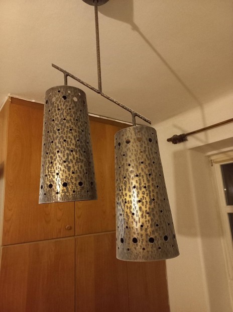 Réz/bronz mennyezeti lámpa, antik, egyedi gyártású - kb 80 cm