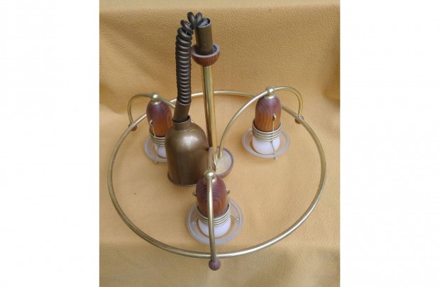 R�z csill�r - fa elemekkel - 3 izz�val - 35 x 43 cm. - Zugl�