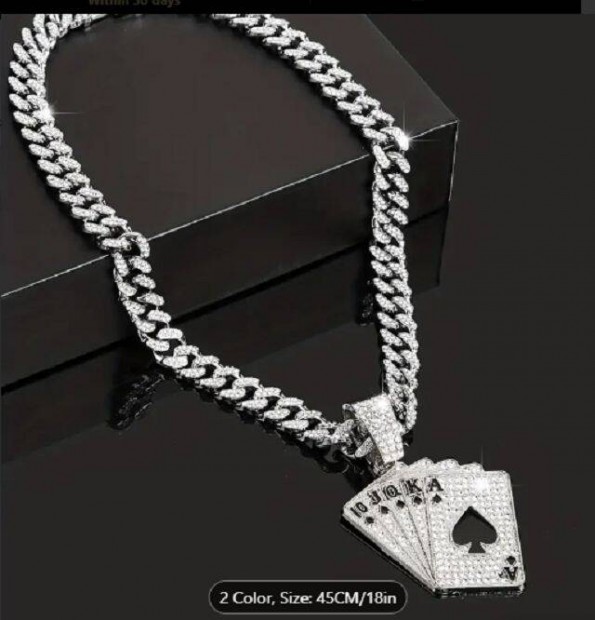 Rhinestone Cuban Chain with Poker Pendant