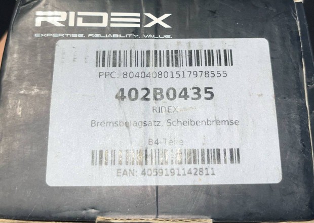 Ridex 402B0435 Fékbetétkészlet (Bontatlan)