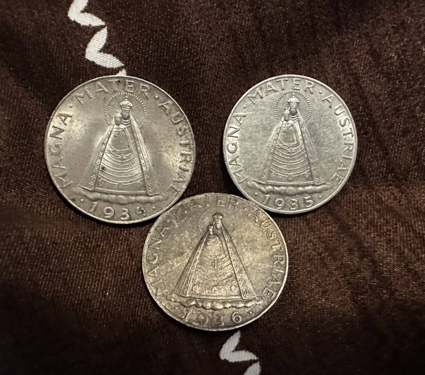 Ritka ezüst 5 schilling sor 1934 - 1935 - 1936 os ritka darabbal!