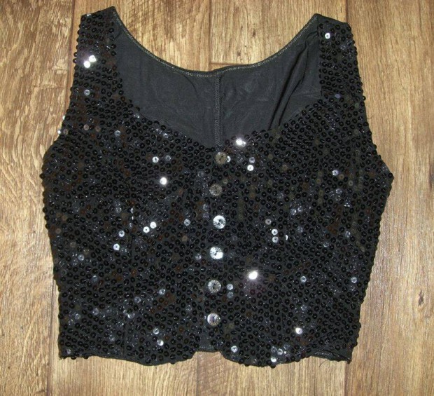 Roccobarocco flitteres rugalmas fekete crop top rvid fels mellny