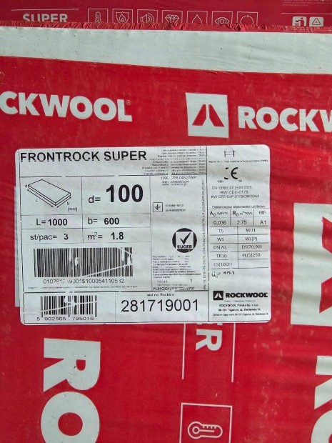 Rockwool Frontrock Super 10cm homlokzati kzetgyapot szigetels