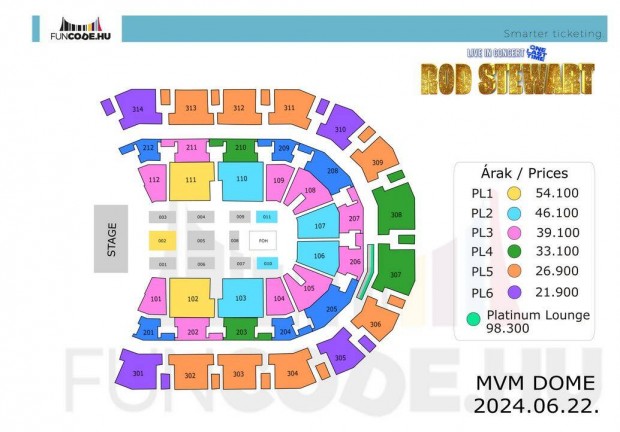Rod Stewart koncertjegyek (06/22 MVM Dome), 2 db. sznpad kzeli elad