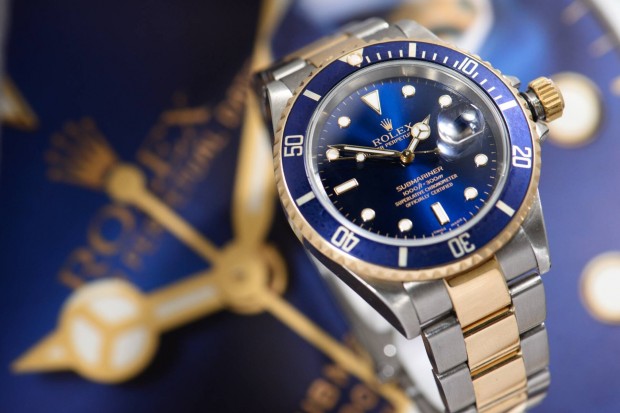 Rolex Submariner blue, arany-acl full set