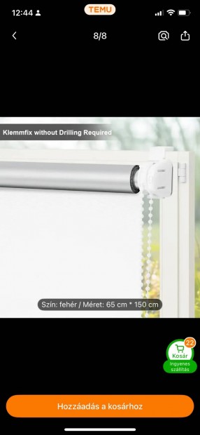 Rolós árnyékoló 60cm x145 üvegtáblához 2db