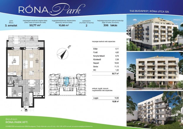 R�na utc�ban, �j �p�t�s�, 2 szob�s, erk�lyes lak�s elad�!