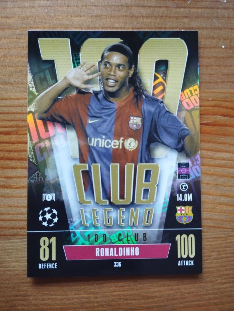 Ronaldinho (Barcelona) 100 Club Bajnokok Ligja Extra 2023 krtya