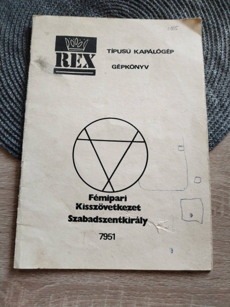 Rotácios kapa Rex gépkönyv eladó.