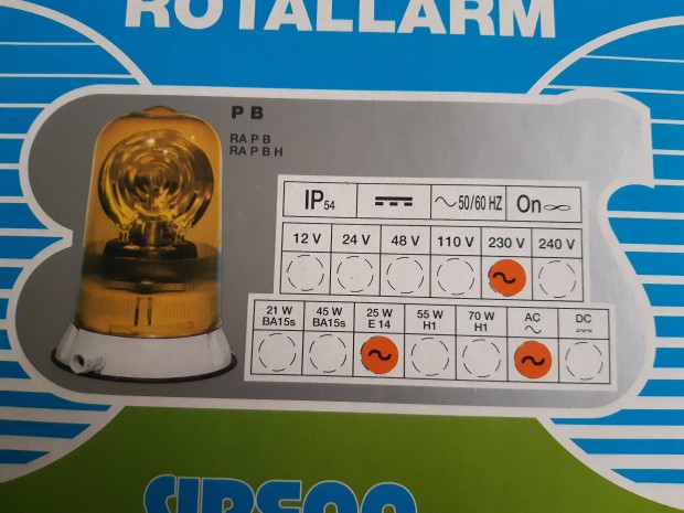 Rotallarm 230V 25Watt villog