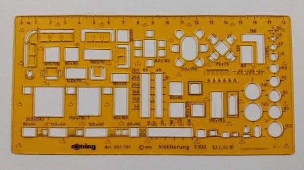 Rotring btorozsi sablon M 1:100