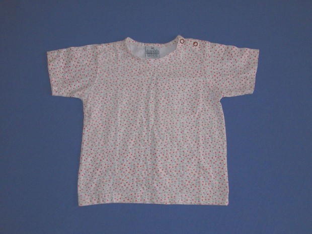 Rózsaszín, virágmintás póló 80-as, 1-2 évesre