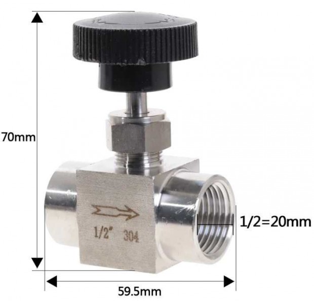 Rozsdamentes Csap Finomszablyzs 1/2"-os BB  (5763)