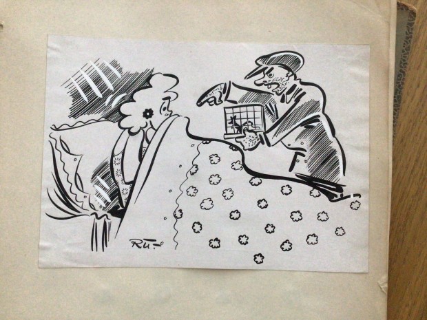 Ruszkay Gyrgy eredeti karikatra rajza a Szabad Szj c lapba 15 x 21