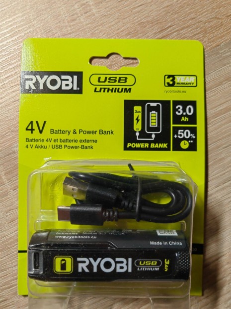 Ryobi Lithium RB420 4v 2.0ah akkumultor USB-C kbellel, j,