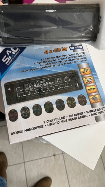 SAL Autórádió MP3 WMA, USB, SD kártya, Bluetooth + 1 pár hangszóró