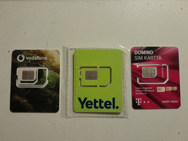 SIM kártya aktivált (regisztrált, aktív), Yettel, Vodafone, Telekom