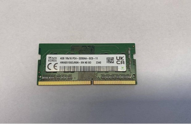 SK Hynix 4GB DDR4 1RX16 PC4 - 3200AA Laptop Memria