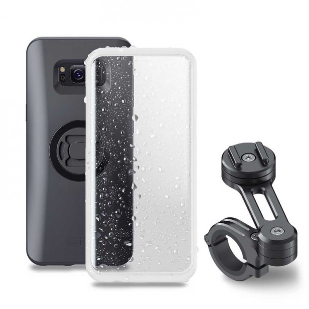 SP-CONNECT Moto Bundle rögzítve a kormányra Samsung S8+ készülékhez