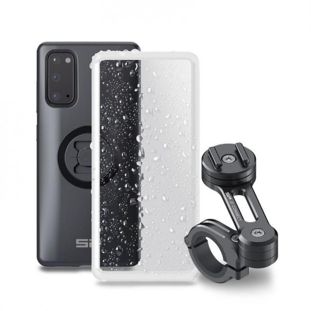 SP CONNECT Moto Bundle rögzítve a kormányra - Samsung S20+