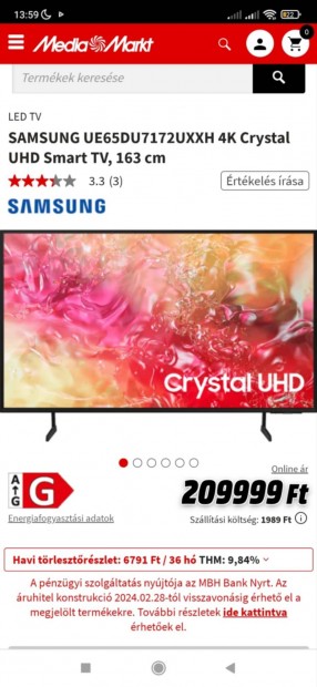 Samsung 163cm tv