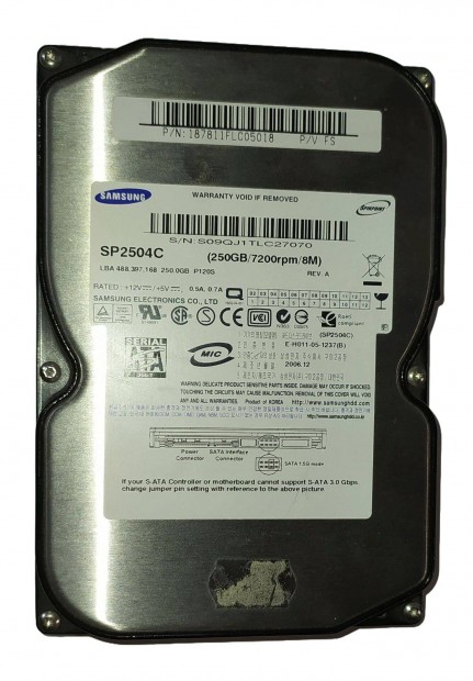 Samsung 250GB HDD merevlemez SATA 3.5" 100/100 #7070