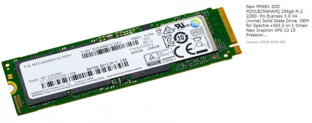 Samsung 256 GB Nvme Pcie SSD + Passzv hts + Pcie adapter