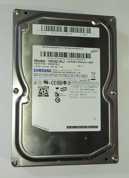 Samsung 320GB HDD merevlemez SATA 3.5" 100/100 #8383