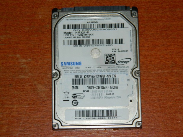 Samsung 320GB Laptop Merevlemez HDD Winchester