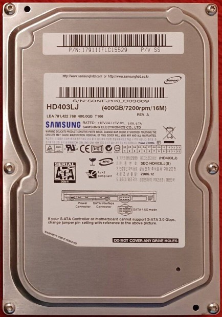 Samsung 400Gb hdd (vinchester) merevlemez