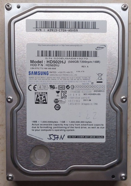 Samsung 500GB 7200rpm SATA 3.5" 16MB HDD