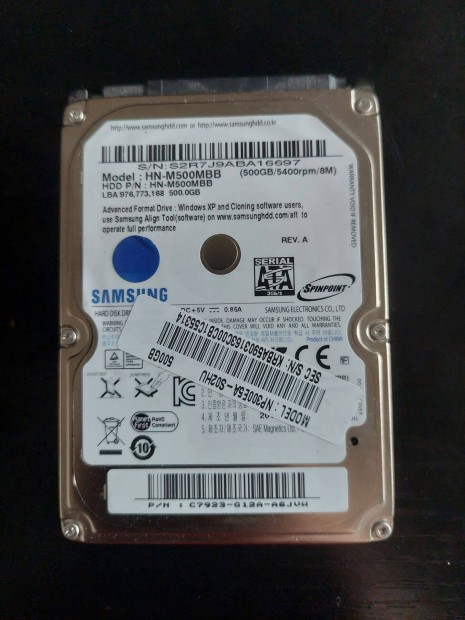 Samsung 500GB SATA2 HN-M500MBB laptop HDD