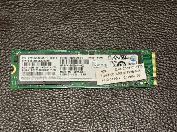 Samsung 512GB M.2 Pcie SSD eladó