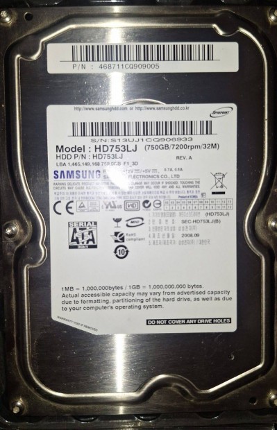 Samsung 750GB 32MB 7200 (100/100) (1 ht prbagari)