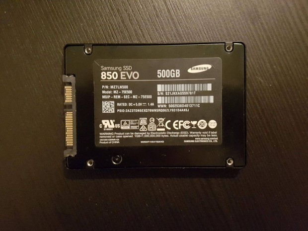 Samsung 850 Evo 500 GB SSD SATA3 hibtlan ,garancival elad