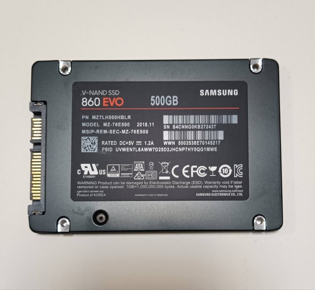 Samsung 860 Evo 500 GB SSD 2,5" Sata