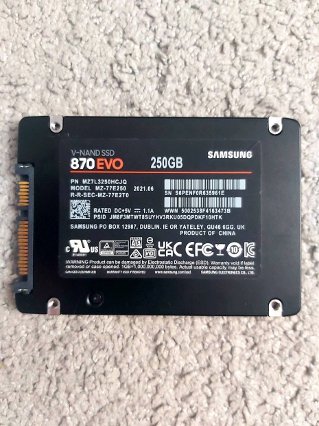 Samsung 870 Evo SSD 250 GB 94/100, 100/100