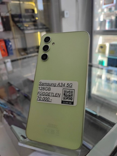 Samsung A34 5G 128GB Krtyafggetlen,gynyr llapot + vegflia
