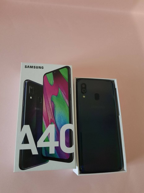 Samsung A40 64GB Fekete Krtyafggetlen Dobozos mobiltelefon elad!