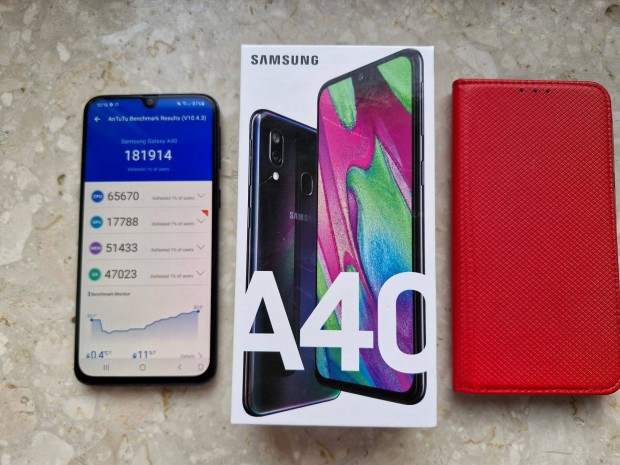 Samsung A40 fekete, 4Gb/64Gb, android 11