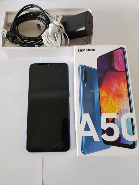 Samsung A50 128GB Blue Dual sim Fggetlen szp mobiltelefon elad!