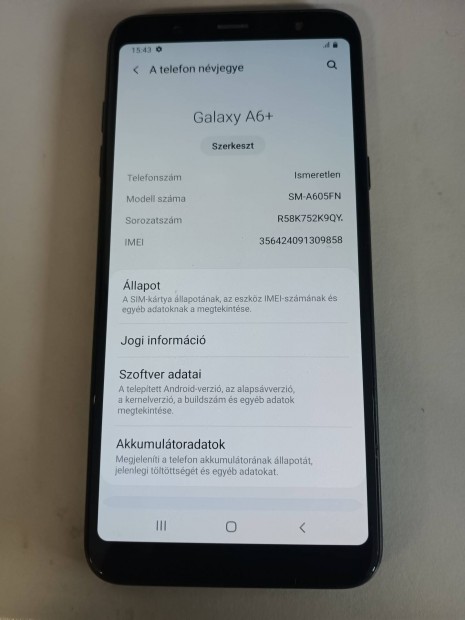 Samsung A6+ okostelefon eladó