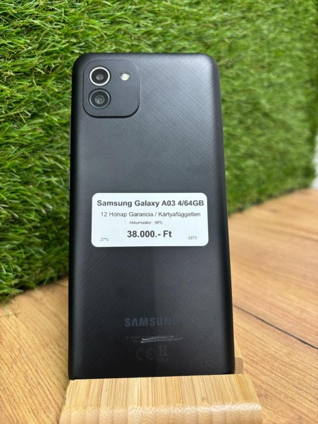 Samsung Galaxy A03 Krtyafggetlen 64 GB, 12 h garancia