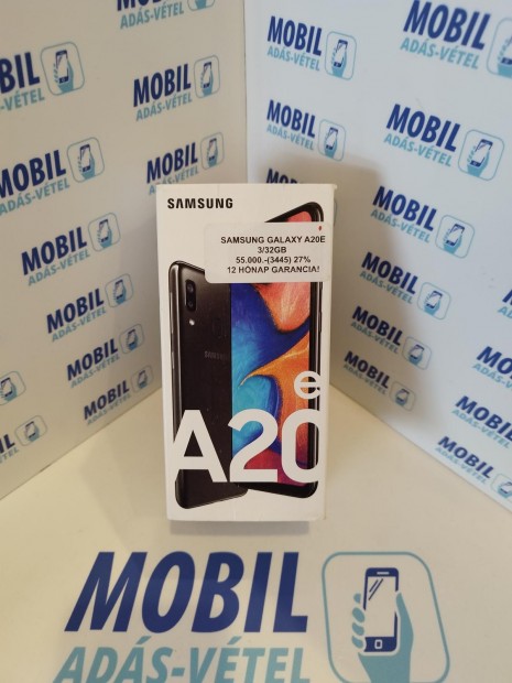 Samsung Galaxy A20e Krtyafggetlen 32 GB 3 GB Ram, 12 h garancia