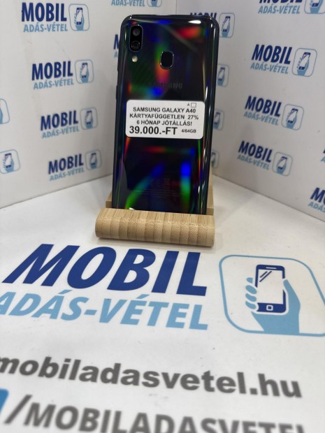 Samsung Galaxy A40 Dual Sim 64 GB 4 GB Ram, 12 hó garancia