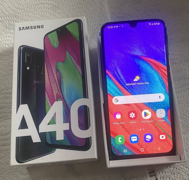 Samsung Galaxy A40 dobozban+ajndk j bluetooth headset